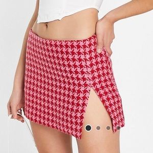 Pink & Red Herringbone Skirt NWT